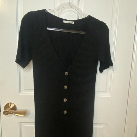 REFORMATION Jeans Black Camille Ribbed Knit Button V-Neck Stretchy Jumpsuit XS - Picture 7 of 13